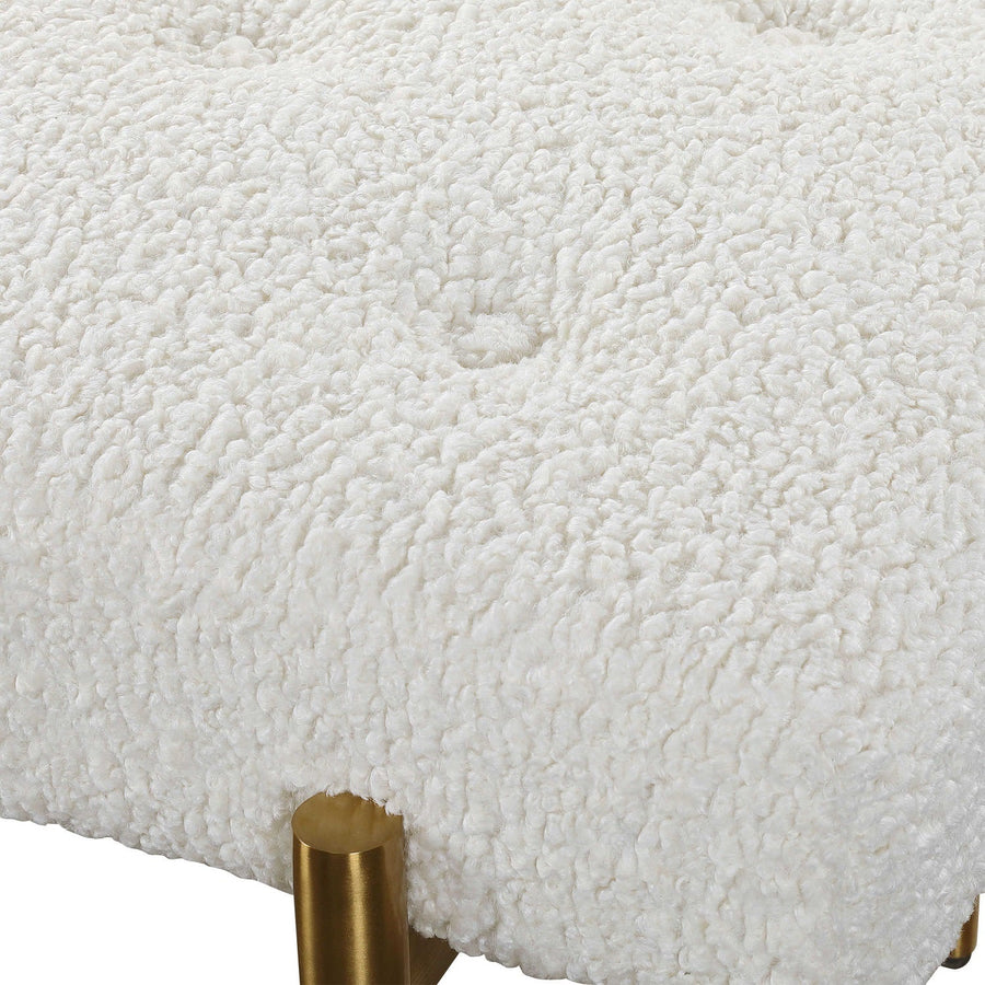 OLIVIER WHITE FAUX SHEARLING BENCH