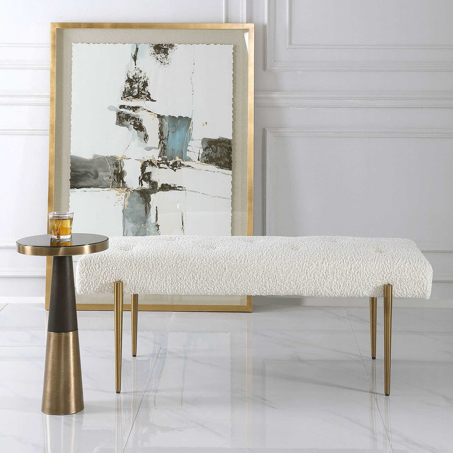 OLIVIER WHITE FAUX SHEARLING BENCH