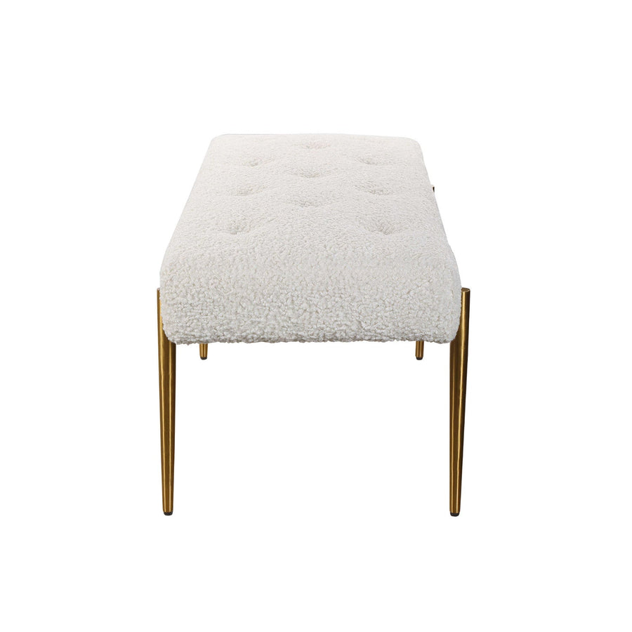 OLIVIER WHITE FAUX SHEARLING BENCH