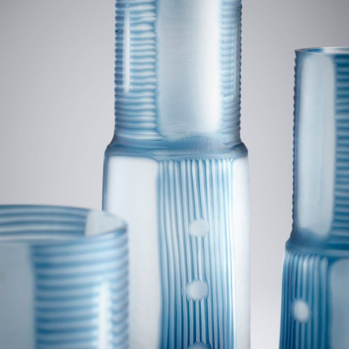 OLMSTED BLUE GLASS VASES