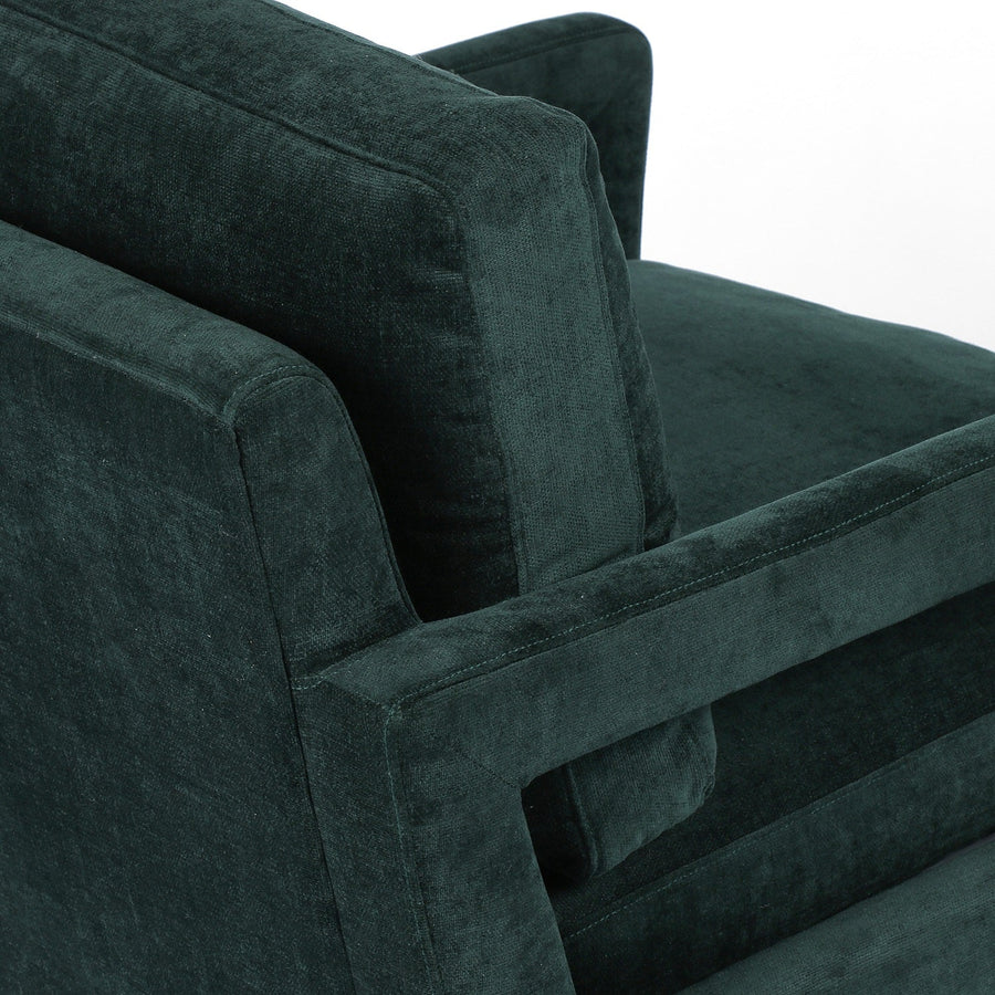 OLSON EMERALD WORN VELVET ARM CHAIR