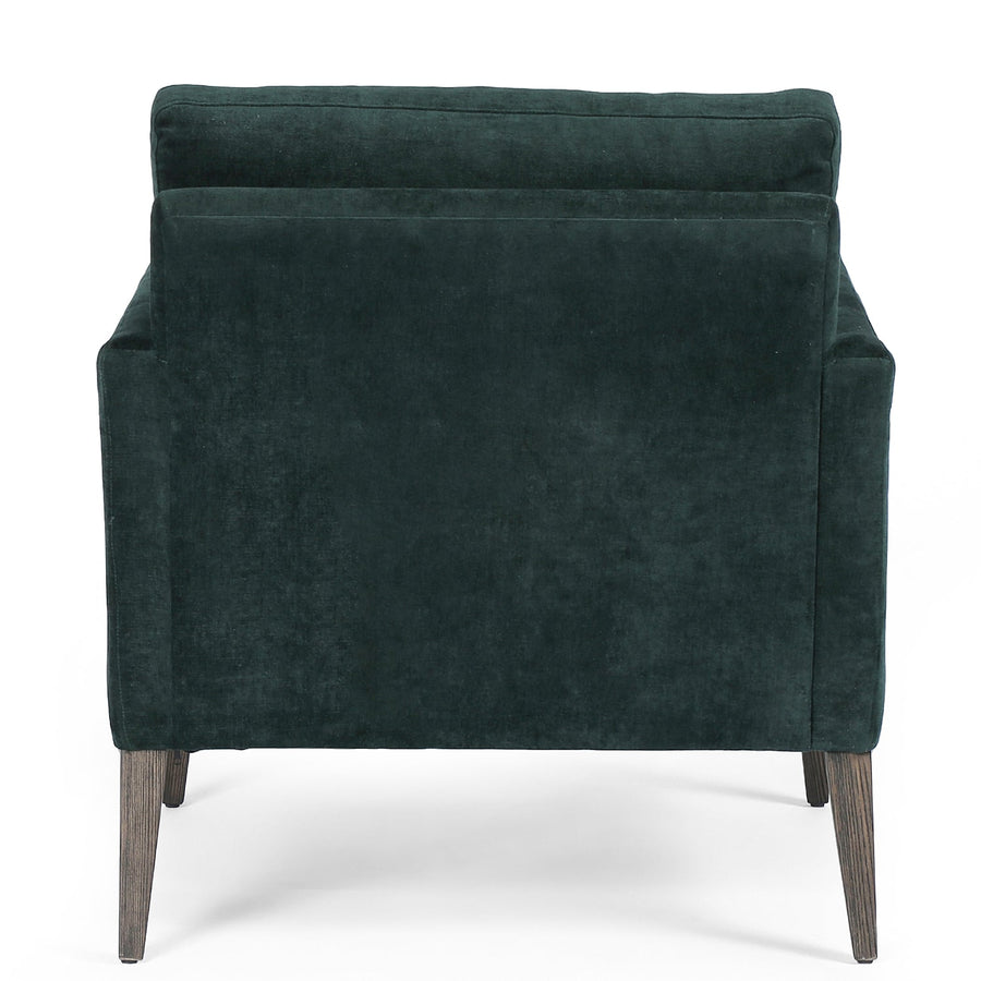 OLSON EMERALD WORN VELVET ARM CHAIR