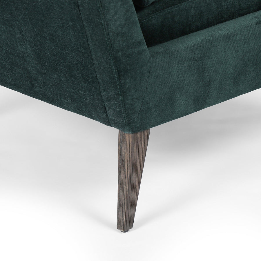 OLSON EMERALD WORN VELVET ARM CHAIR