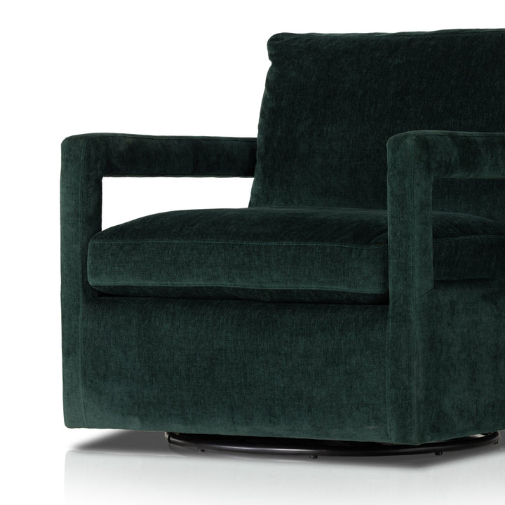 OLSON EMERALD WORN VELVET SWIVEL CHAIR