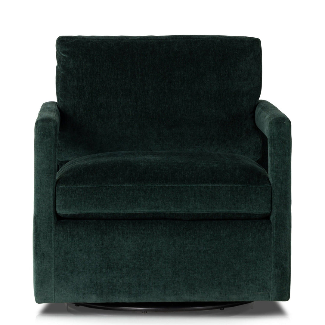 OLSON EMERALD WORN VELVET SWIVEL CHAIR