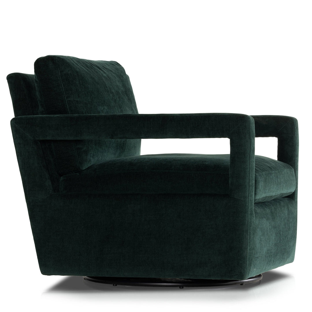 OLSON EMERALD WORN VELVET SWIVEL CHAIR