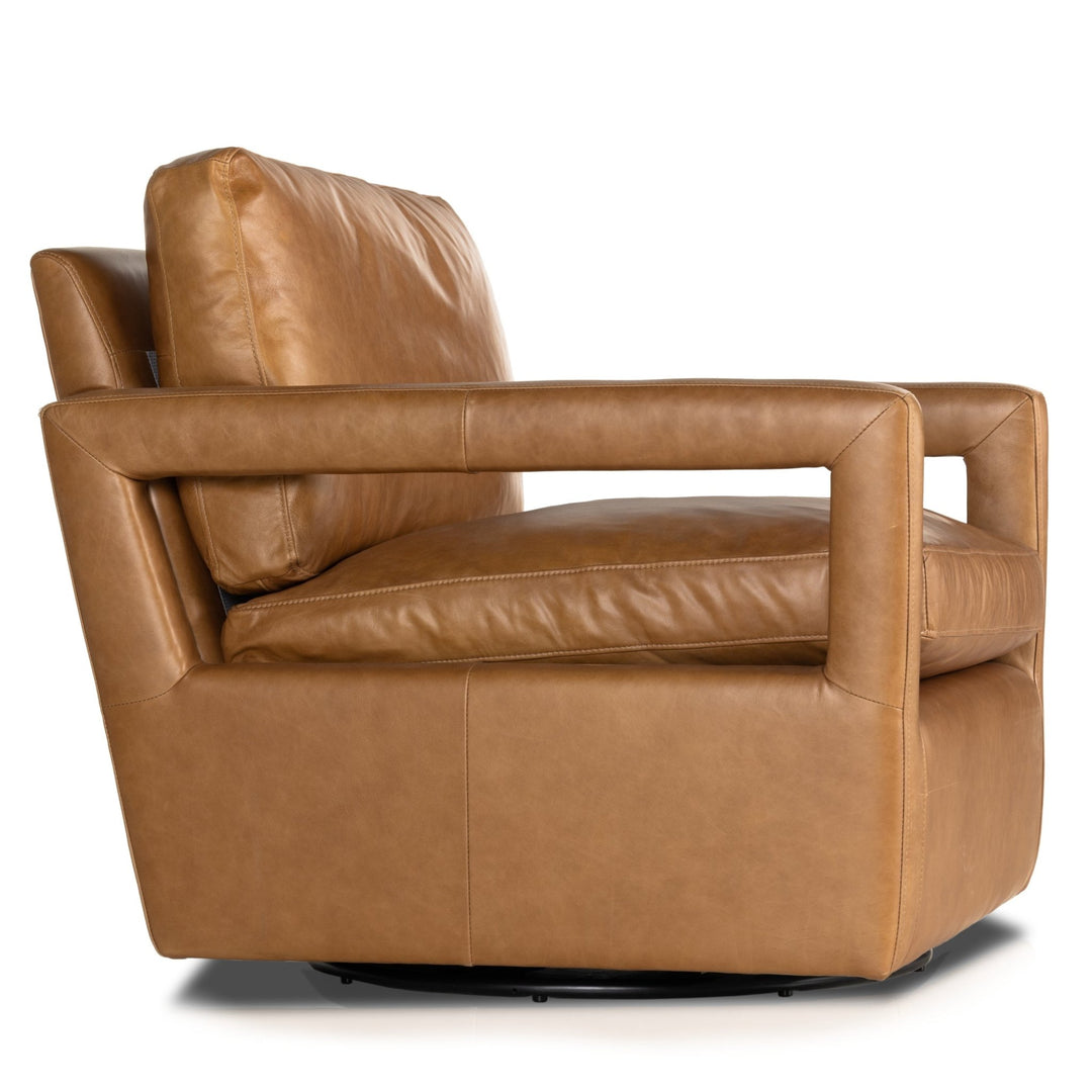 OLSON TAN LEATHER SWIVEL CHAIR