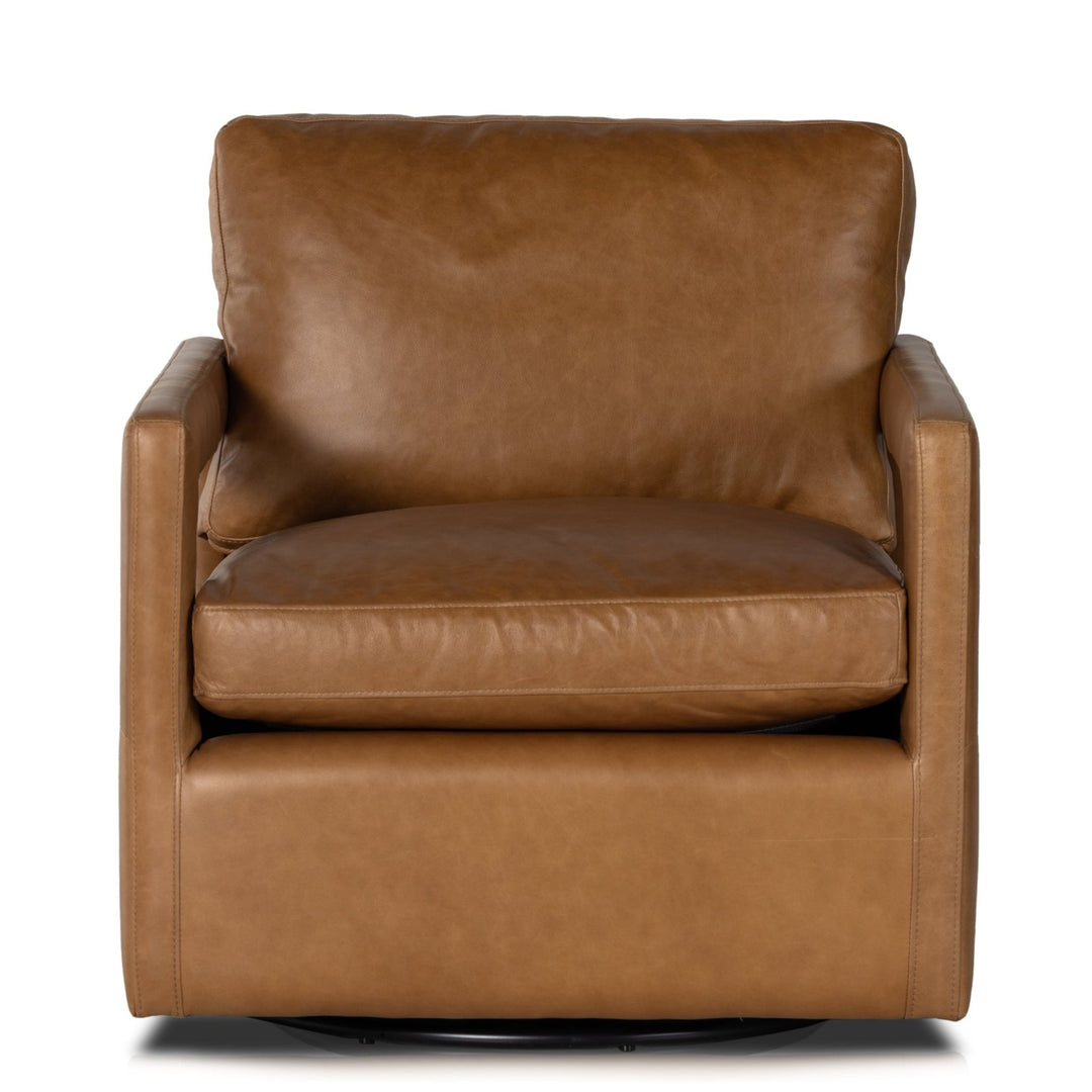 OLSON TAN LEATHER SWIVEL CHAIR