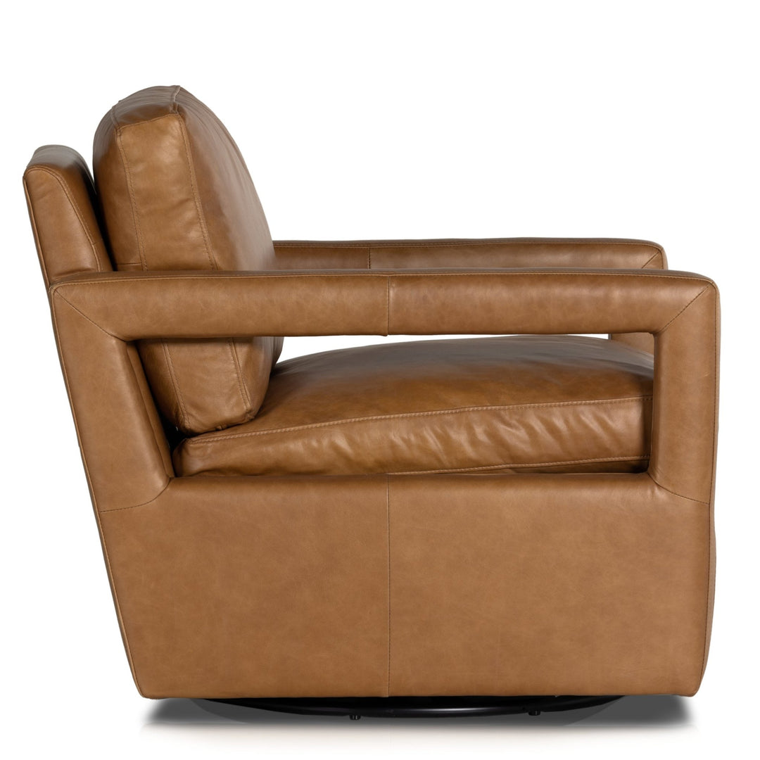 OLSON TAN LEATHER SWIVEL CHAIR