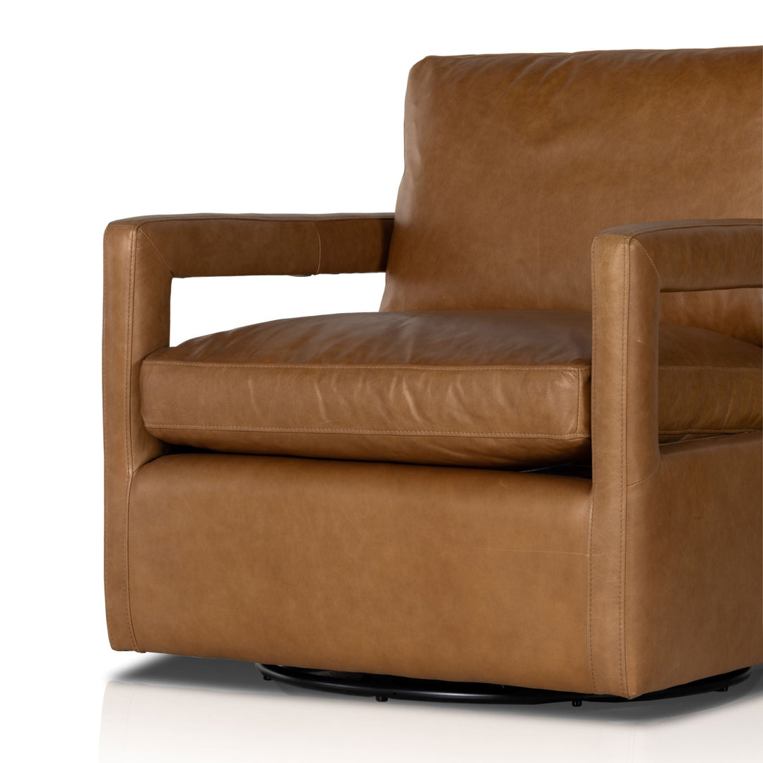 OLSON TAN LEATHER SWIVEL CHAIR