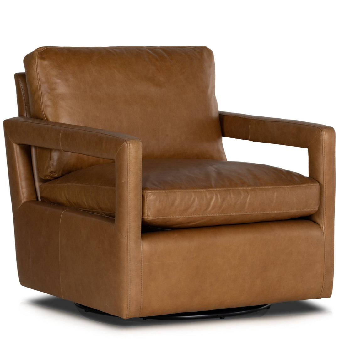 OLSON TAN LEATHER SWIVEL CHAIR