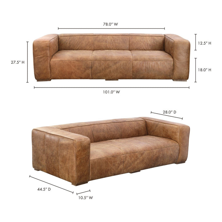 OPEN ROAD VINTAGE BROWN LEATHER SOFA