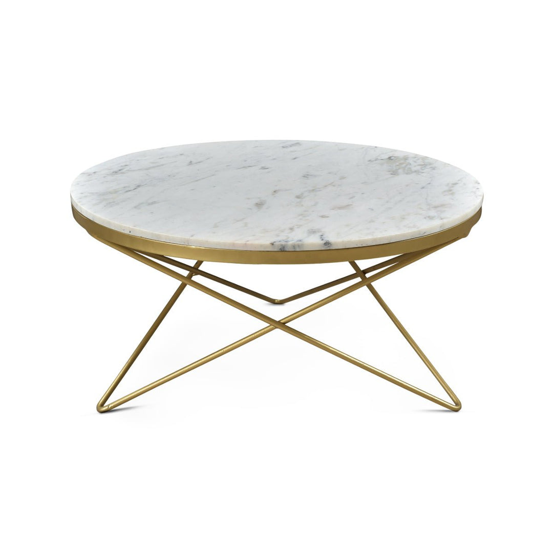 OPTIC ROUND WHITE MARBLE TOP COFFEE TABLE