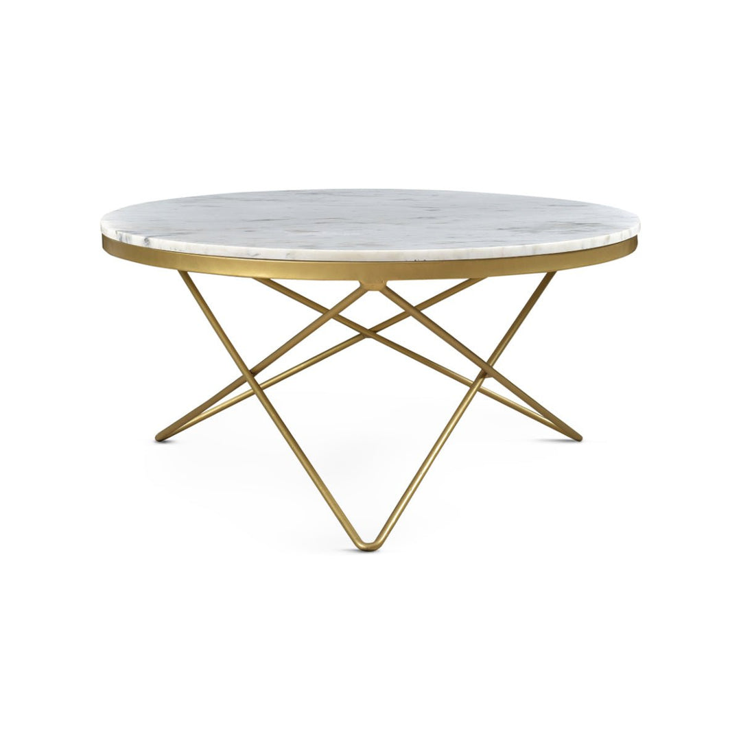 OPTIC ROUND WHITE MARBLE TOP COFFEE TABLE