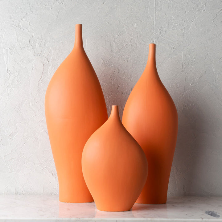 ORANGE NEMO CERAMIC VASES | SET OF 3