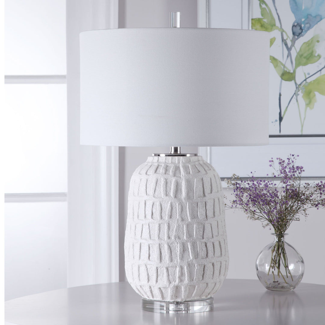 ORITA AGED WHITE CERAMIC TABLE LAMP