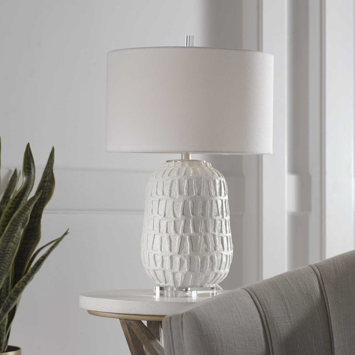 ORITA AGED WHITE CERAMIC TABLE LAMP