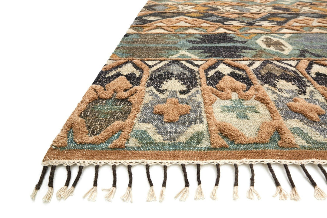 OWEN 02 JUTE + WOOL FLAT RUG: OCEAN, CAMEL