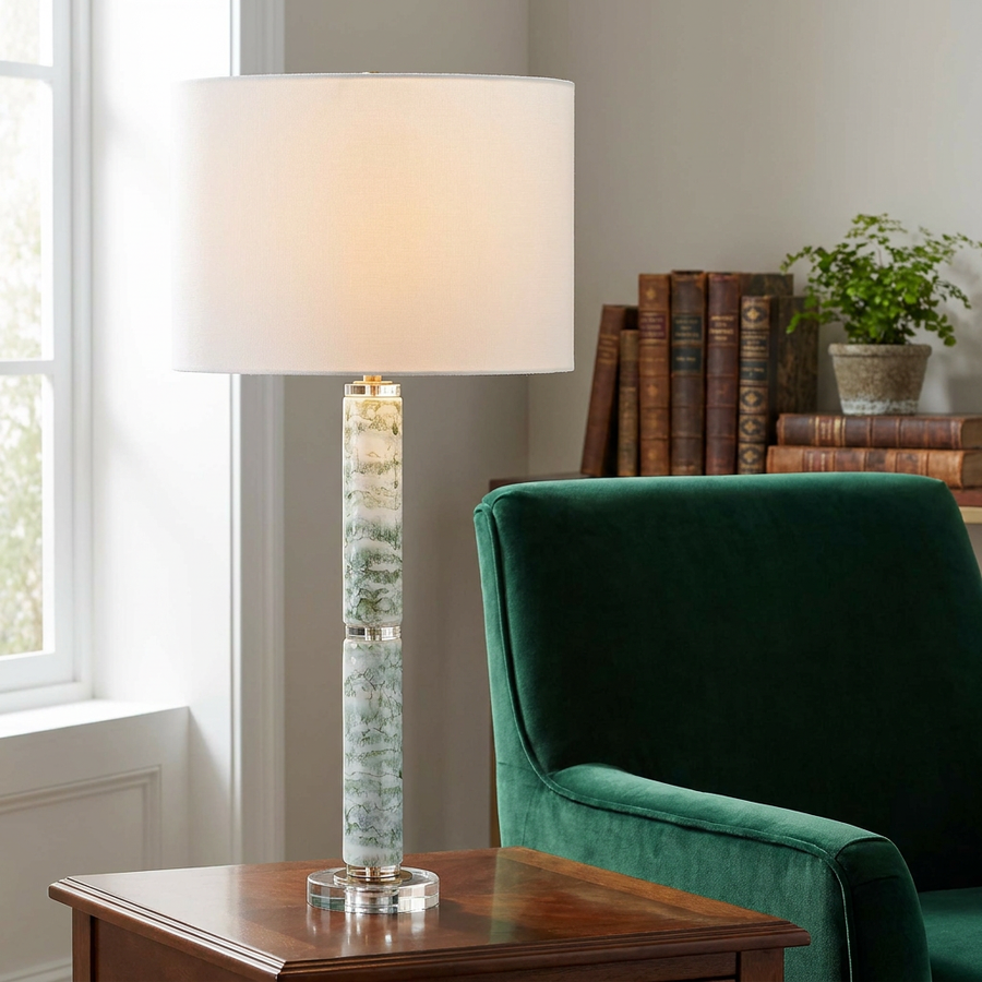 GREEN MARBLED CERAMIC LAMP