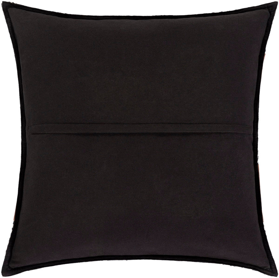 PADDOCK BLACK + SADDLE LEATHER STRIPE PILLOW