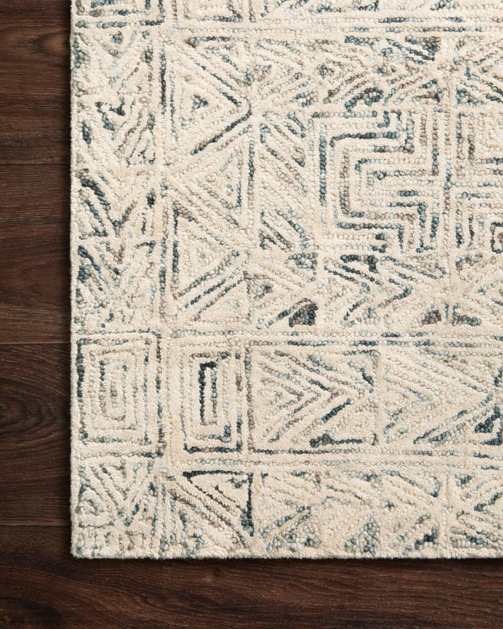 PEREGRINE HAND - TUFTED WOOL RUG: IVORY, DENIM