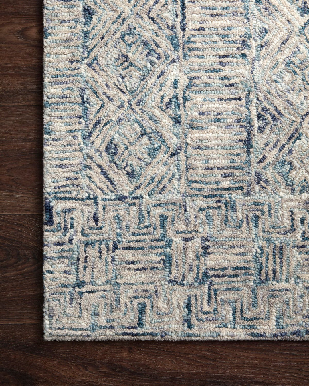 PEREGRINE HAND - TUFTED WOOL RUG: OCEAN, ASH