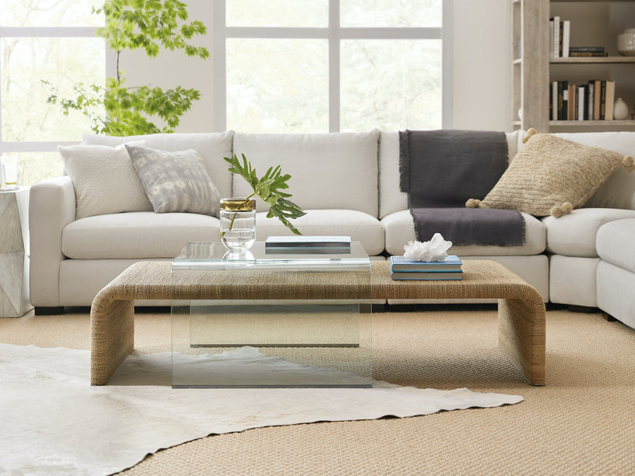 PLAYA JUTE + GLASS COFFEE TABLE