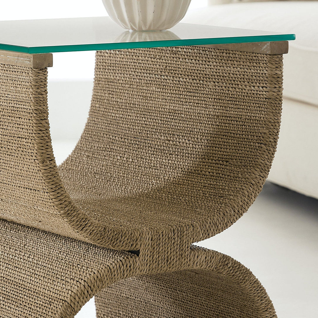 PLAYA JUTE + GLASS END TABLE