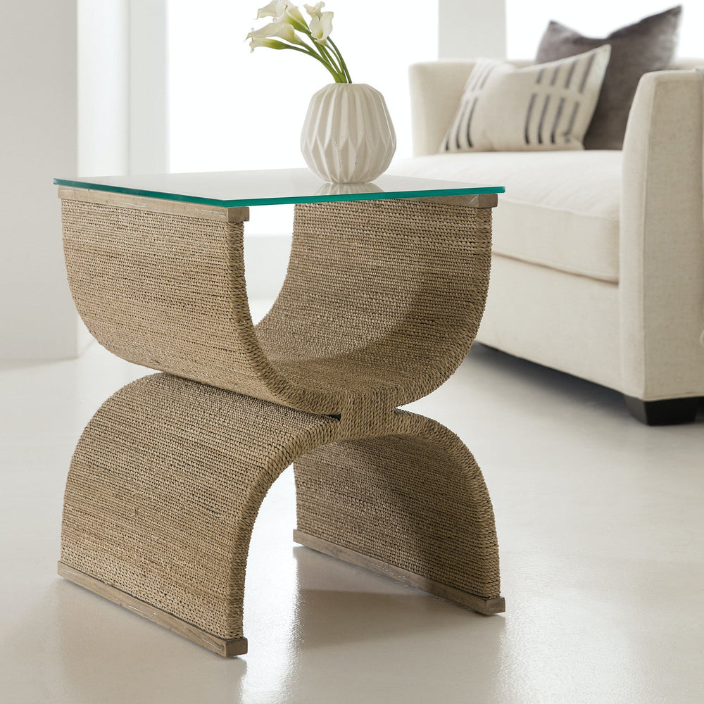 PLAYA JUTE + GLASS END TABLE