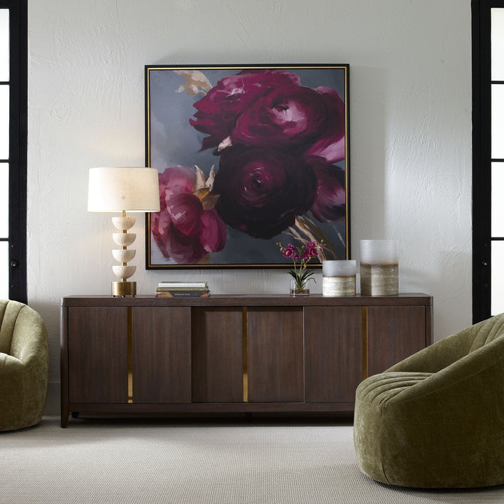 "PLUM RANCULUS" FRAMED FLORAL CANVAS ART