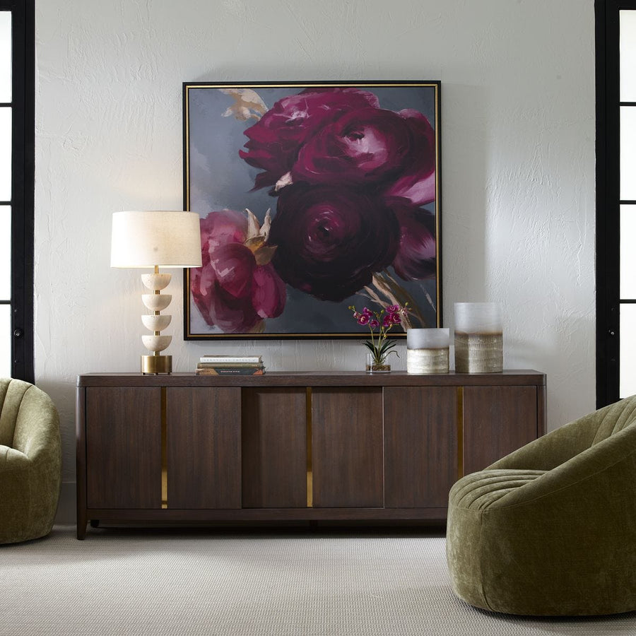 "PLUM RANCULUS" FRAMED FLORAL CANVAS ART