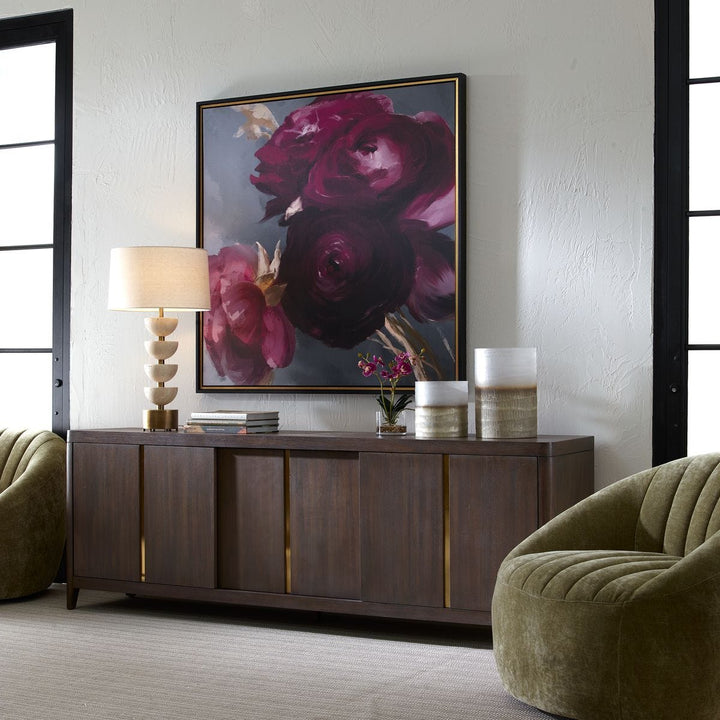 "PLUM RANCULUS" FRAMED FLORAL CANVAS ART