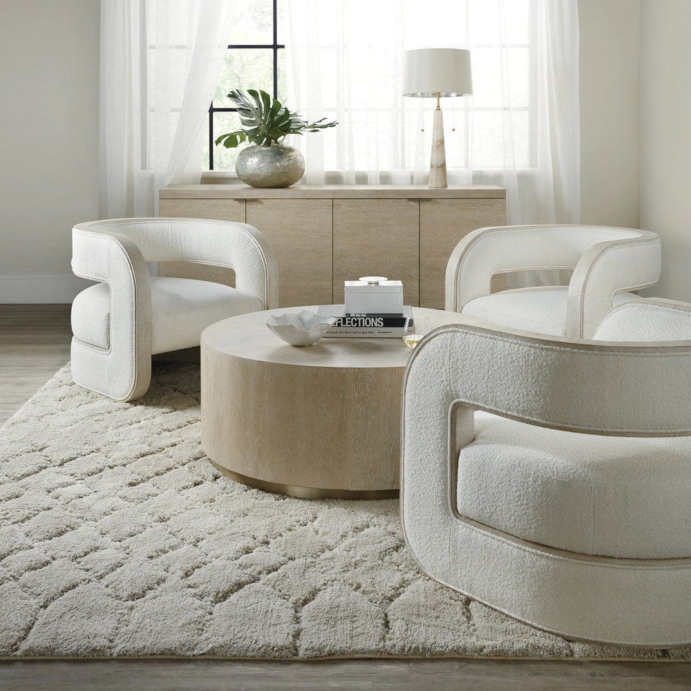 PLUSH PEARL BURLAP TRIMMED ACCENT CHAIR