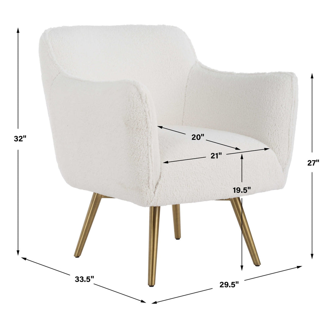 PLUSH WHITE SHEEPSKIN SWIVEL CHAIR