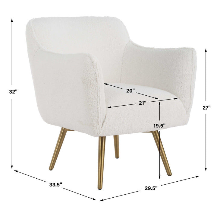 PLUSH WHITE SHEEPSKIN SWIVEL CHAIR