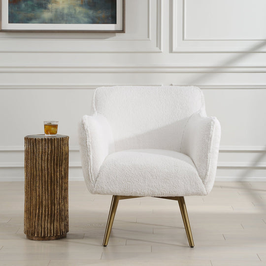 PLUSH WHITE SHEEPSKIN SWIVEL CHAIR