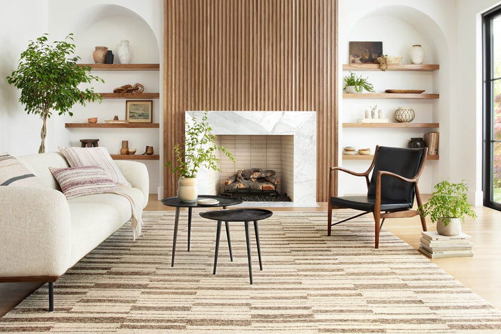 POLLY HAND - TUFTED WOOL + JUTE RUG: BEIGE, TOBACCO