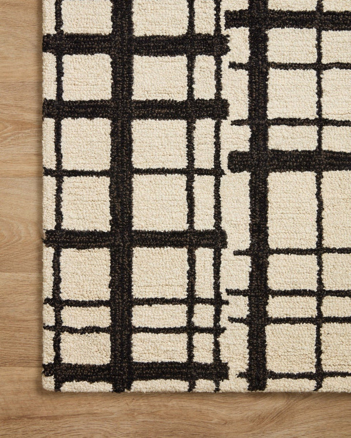 POLLY HAND - TUFTED WOOL + JUTE RUG: BLACK, IVORY