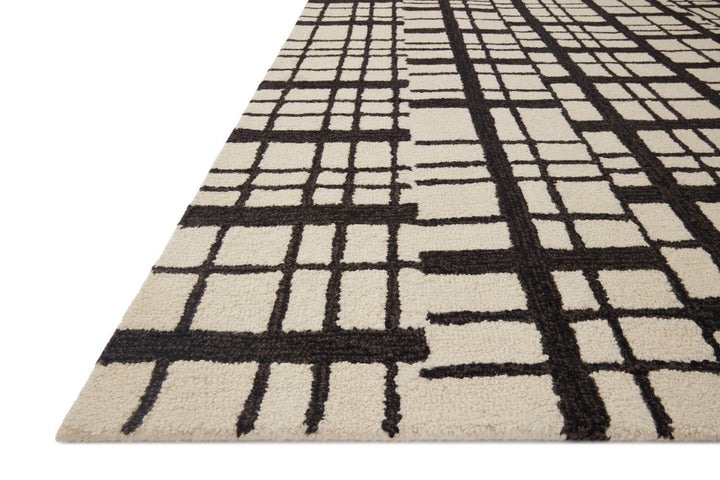 POLLY HAND - TUFTED WOOL + JUTE RUG: BLACK, IVORY