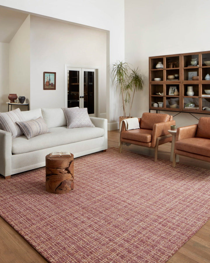 POLLY HAND - TUFTED WOOL + JUTE RUG: RASPBERRY