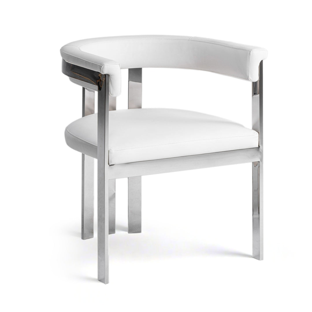 Pontiac white vegan leather dining chair