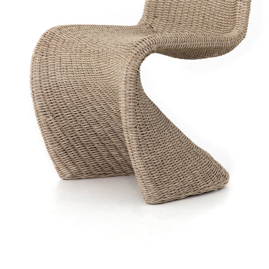 PORTIA INDOOR - OUTDOOR WICKER DINING CHAIR: ANTIQUE WHITE