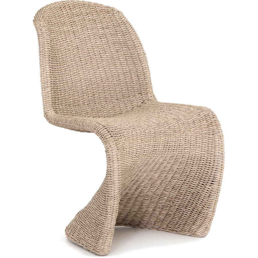 PORTIA INDOOR - OUTDOOR WICKER DINING CHAIR: ANTIQUE WHITE