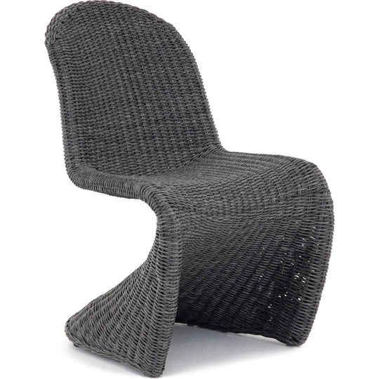 PORTIA INDOOR - OUTDOOR WICKER DINING CHAIR: VINTAGE COAL