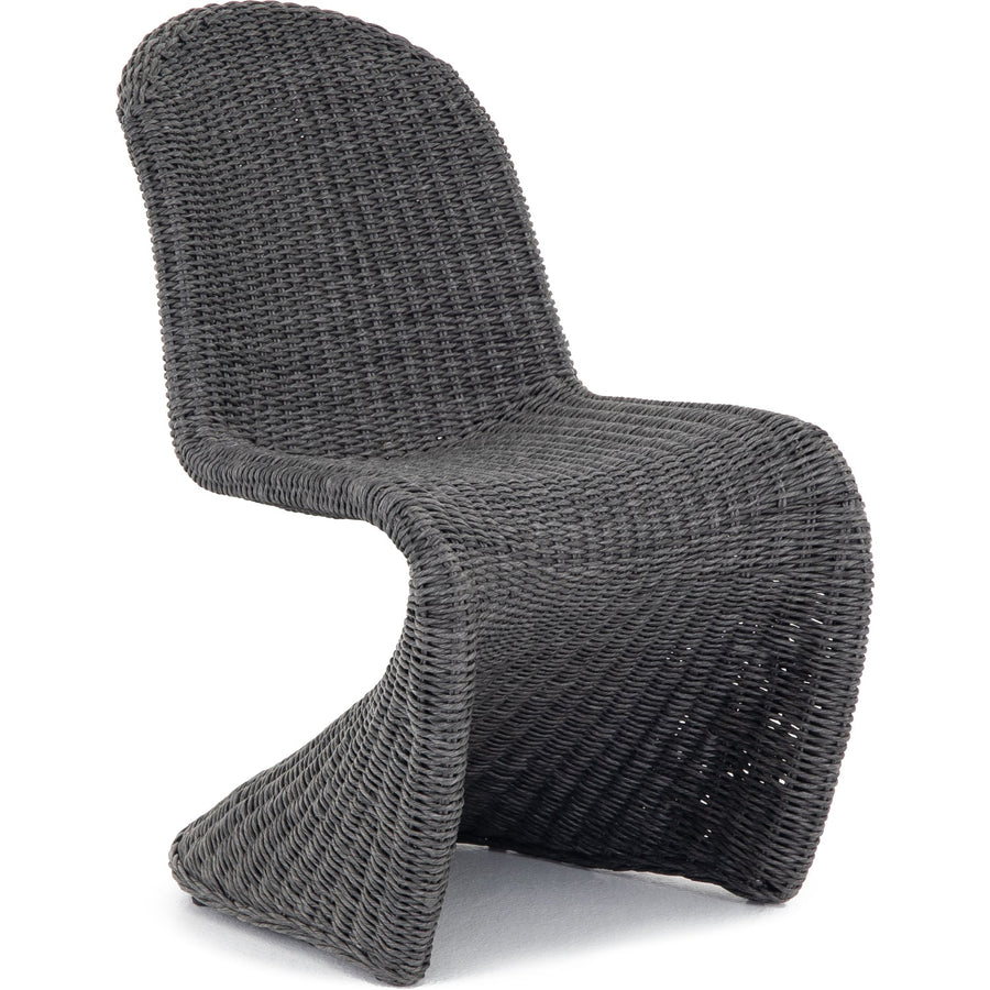 PORTIA INDOOR - OUTDOOR WICKER DINING CHAIR: VINTAGE COAL