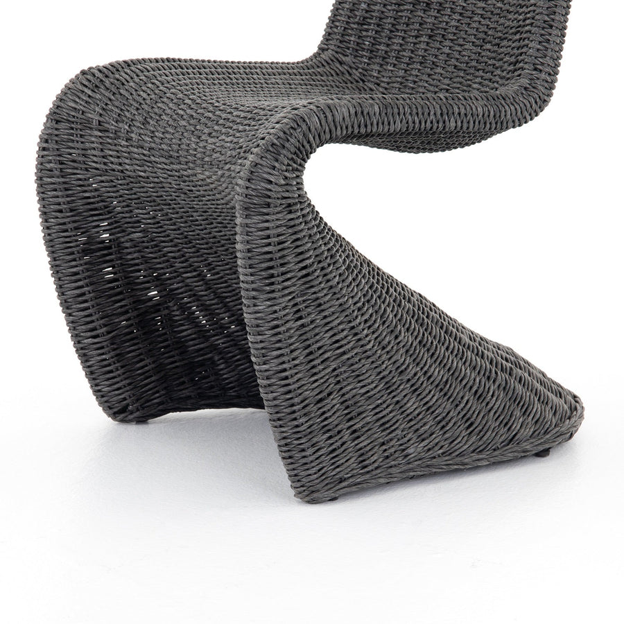 PORTIA INDOOR - OUTDOOR WICKER DINING CHAIR: VINTAGE COAL