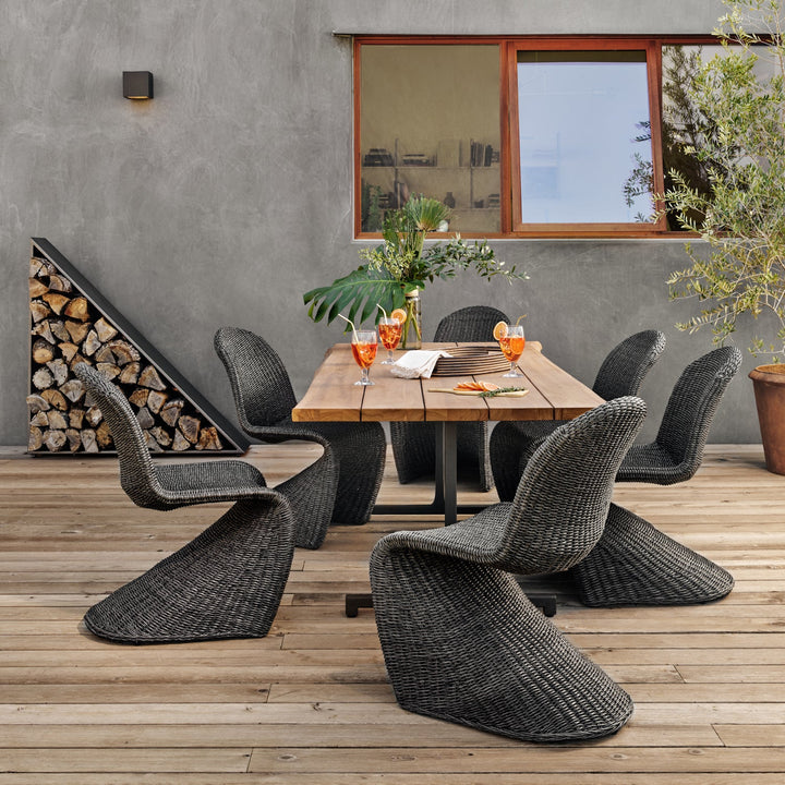 PORTIA INDOOR - OUTDOOR WICKER DINING CHAIR: VINTAGE COAL