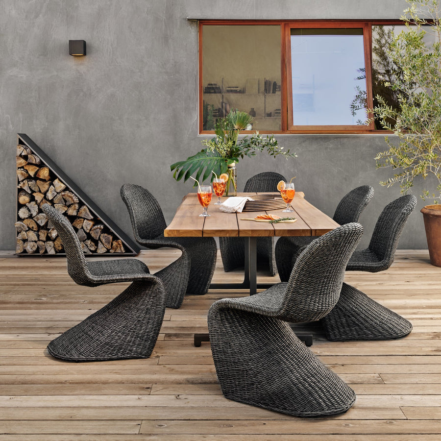 PORTIA INDOOR - OUTDOOR WICKER DINING CHAIR: VINTAGE COAL