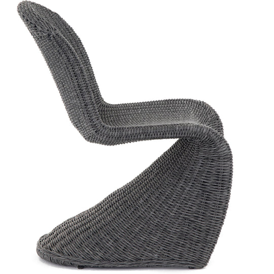 PORTIA INDOOR - OUTDOOR WICKER DINING CHAIR: VINTAGE COAL