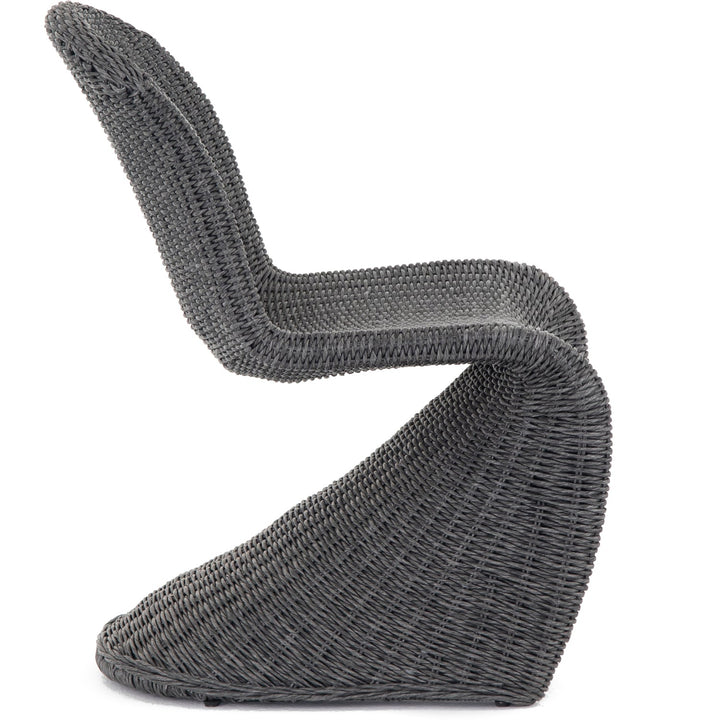 PORTIA INDOOR - OUTDOOR WICKER DINING CHAIR: VINTAGE COAL